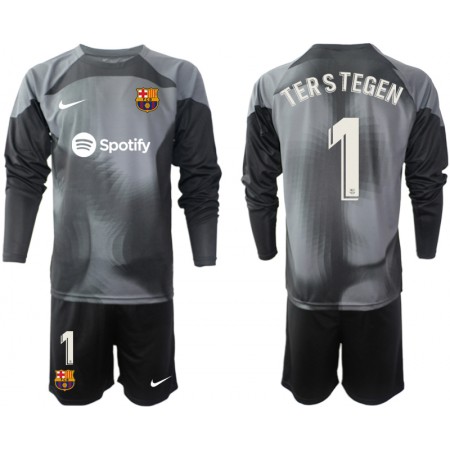 FC Barcelona Ter Stegen 1 Målmand Børn Udebane 2022-23 - Fodboldtrøjer (L/S)